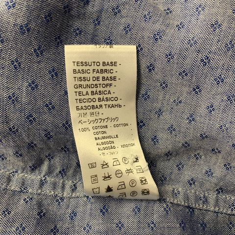 Chemise BARENA taille XL à manches longues en coton à motifs géométriques bleus et blancs