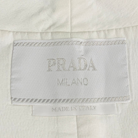PRADA Size 44 White Cotton Logo Hidden Buttons Vest