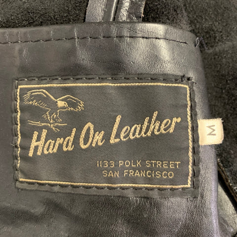 HARD ON LEATHER Size M Black Leather Open Front Vest