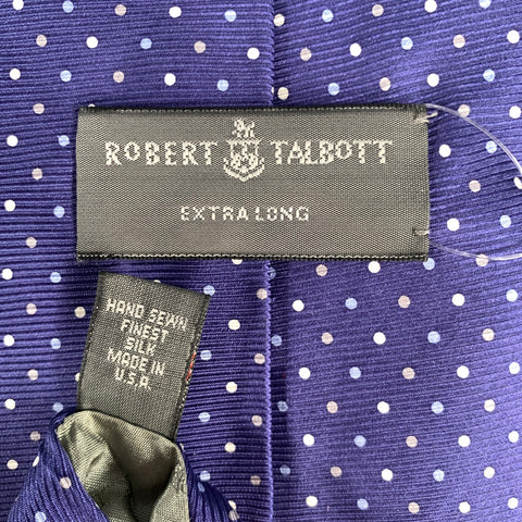 ROBERT TALBOTT Navy light blue/cream Dots Silk Tie