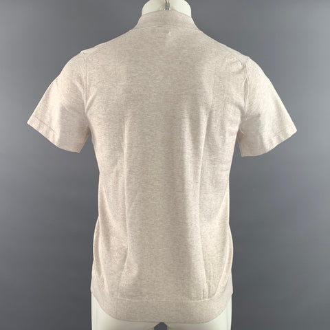 THEORY Size S Cream Grey Heather Viscose Blend Spread Collar Polo