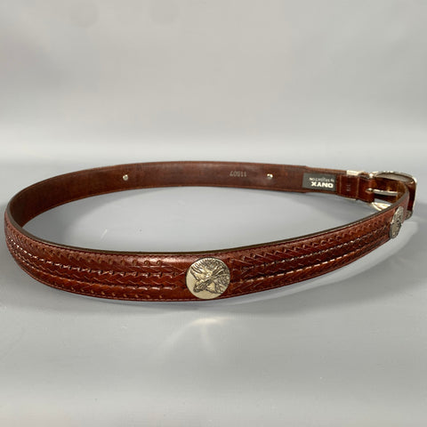 ONYX Size 38 Brown Studded Leather Belt