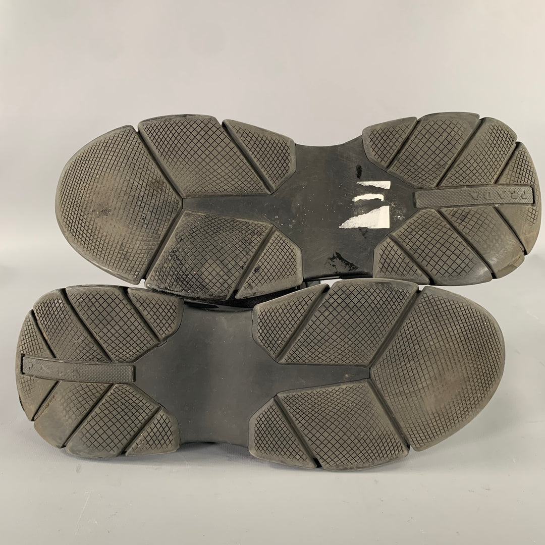 PRADA Size 9 Black Logo Nylon Lace Sneakers