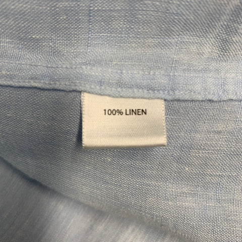 SAKS FIFTH AVENUE Size L Blue Linen Button Up Long Sleeve Shirt