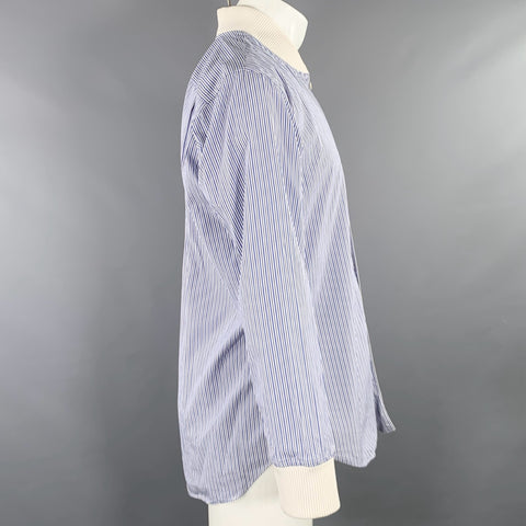 COMME des GARCONS Size M Blue White Stripe Cotton Long Sleeve Shirt