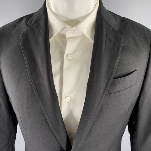 EMPORIO ARMANI Size 38 Black Wool Notch Lapel Sport Coat