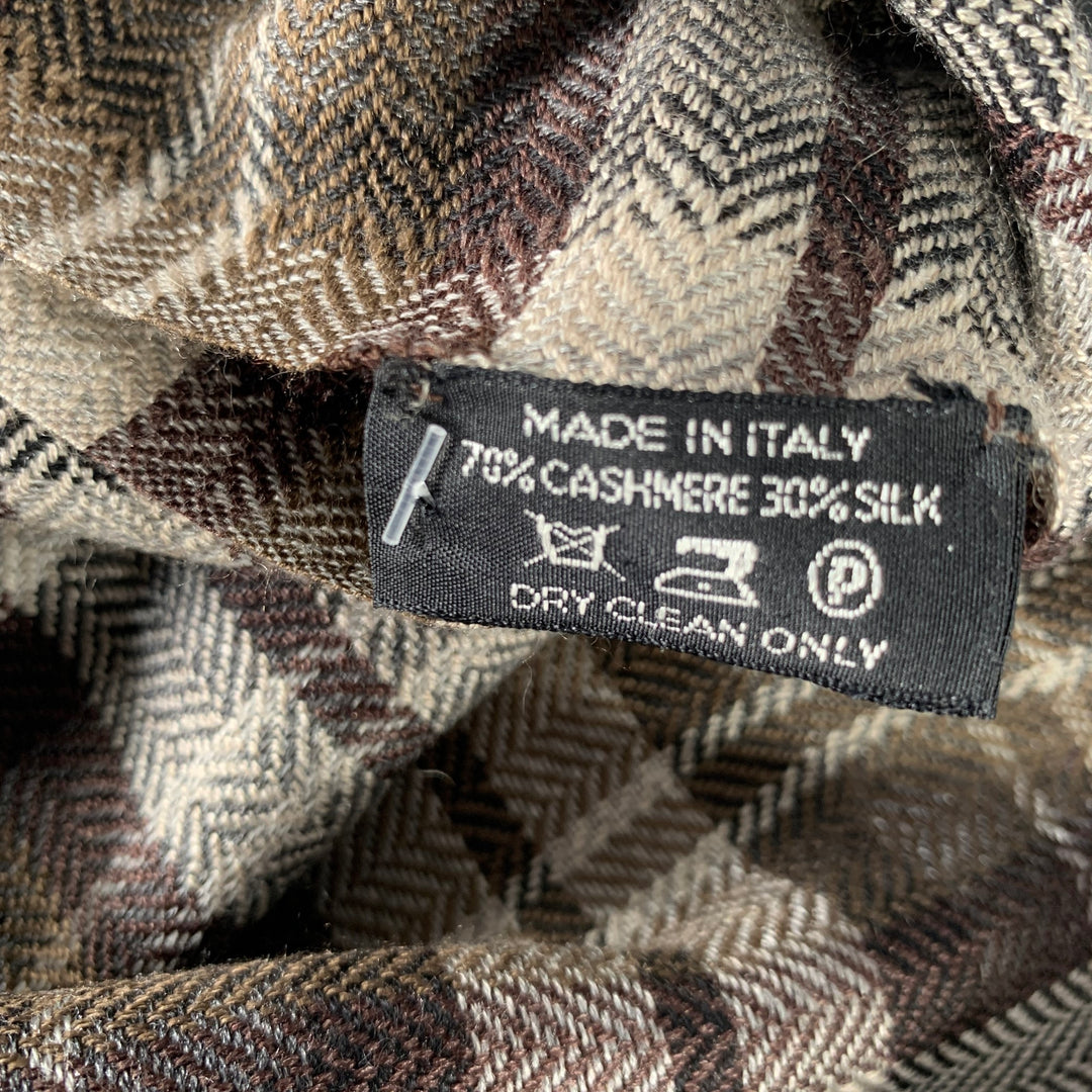 TOM FORD Brown Grey Plaid Cashmere / Silk Scarves