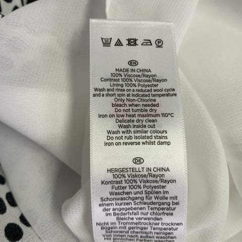 HOBBS LONDON Size 2 White Black Viscose Polka Dot A-Line Dress