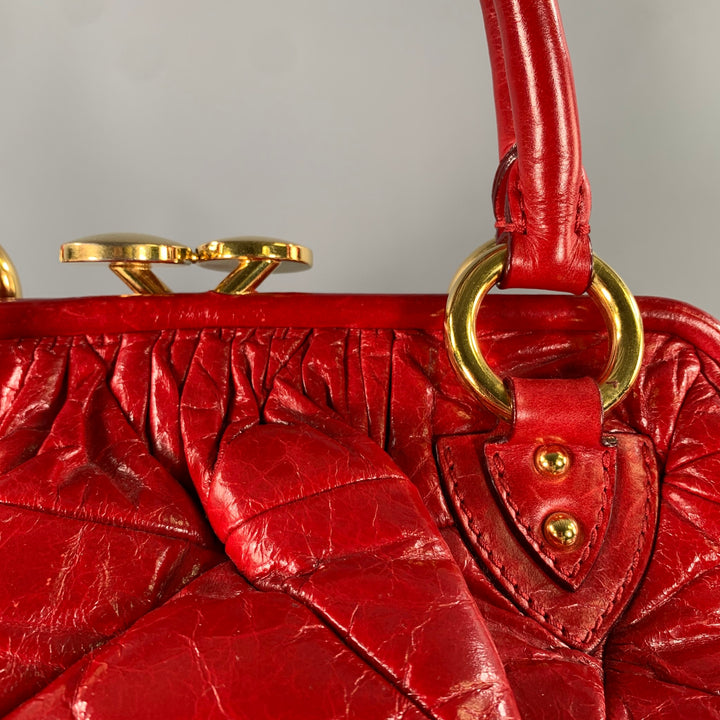 MARC JACOBS Red Quilted Calfskin Leather Purse Handbag