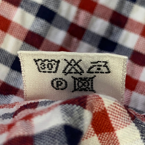 SALVATORE PICCOLO Size M Red White Blue Checkered Cotton Long Sleeve Shirt