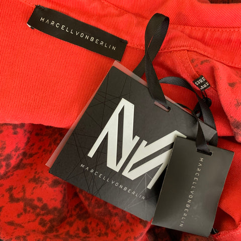 MARCELL VON BERLIN Chest Size M Size M Red Black Distressed Cotton Denim Jacket