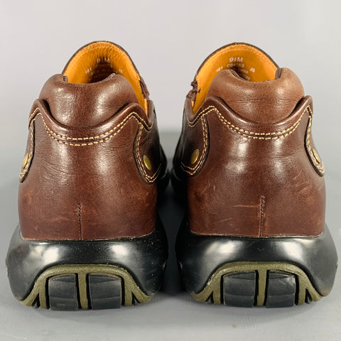 COLE HAAN Size 9.5 Brown Contrast Stitch Leather Slip On Loafers