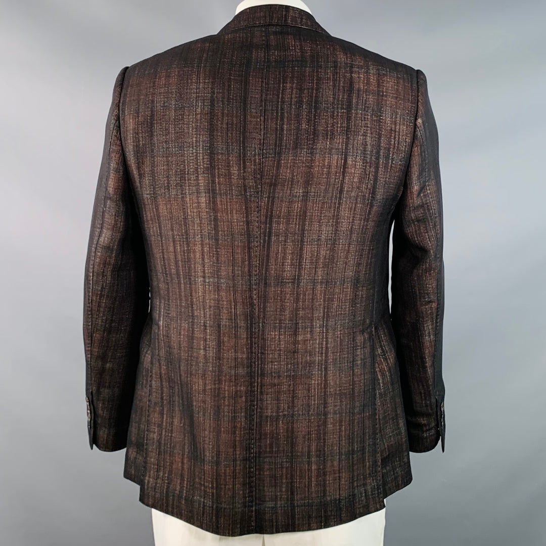 EMANUEL UNGARO Size 44 Regular Brown Metallic Wool Blend Sport Coat