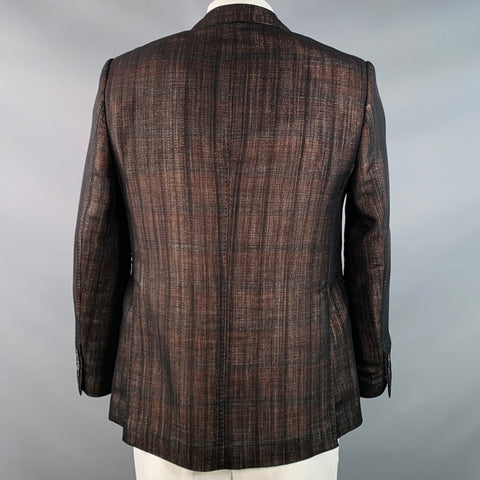 EMANUEL UNGARO Size 44 Regular Brown Metallic Wool Blend Sport Coat