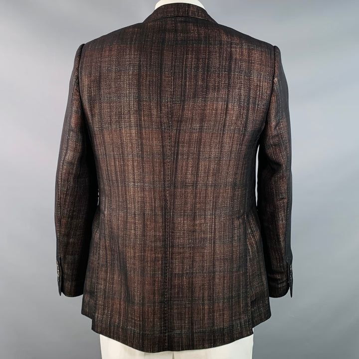 EMANUEL UNGARO Size 44 Regular Brown Metallic Wool Blend Sport Coat