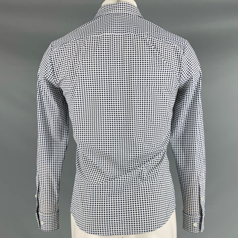 HUGO BOSS Size S White Grey Abstract Floral Stretch Slim Fit Long Sleeve Shirt