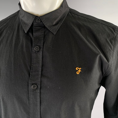 FARAH Size M Black Gold Cotton Button Up Long Sleeve Shirt