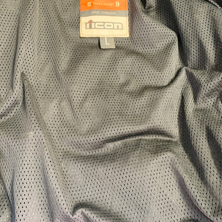 ICON Size L TiMAX Black Silver Nylon Motorcycle Jacket