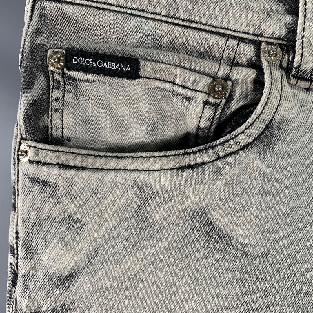 DOLCE & GABBANA Size 30 Grey Cotton Blend Twill Skinny Zip Fly Jeans