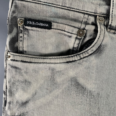 DOLCE & GABBANA Size 30 Grey Cotton Blend Twill Skinny Zip Fly Jeans