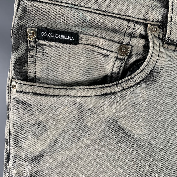 DOLCE & GABBANA Size 30 Grey Cotton Blend Twill Skinny Zip Fly Jeans