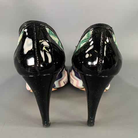 MISSONI Size 7.5 Purple Green Chevron Pumps