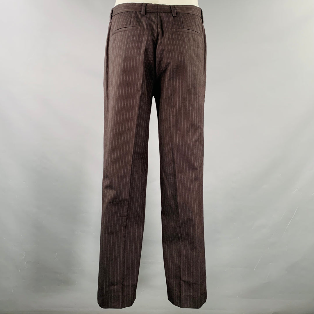 CoSTUME NATIONAL Size 38 Brown Grey Pinstripe Wool Single Button Suit