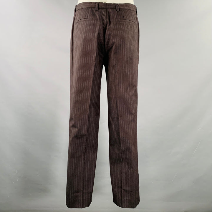 CoSTUME NATIONAL Size 38 Brown Grey Pinstripe Wool Single Button Suit