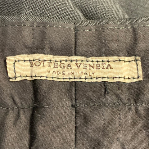 BOTTEGA VENETA Size 34 Black Wool Kid Mohair Notch Lapel Suit