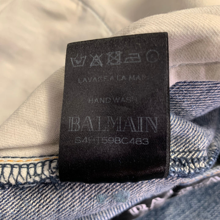 BALMAIN Size 34 Indigo Wash Denim Button Fly Jeans