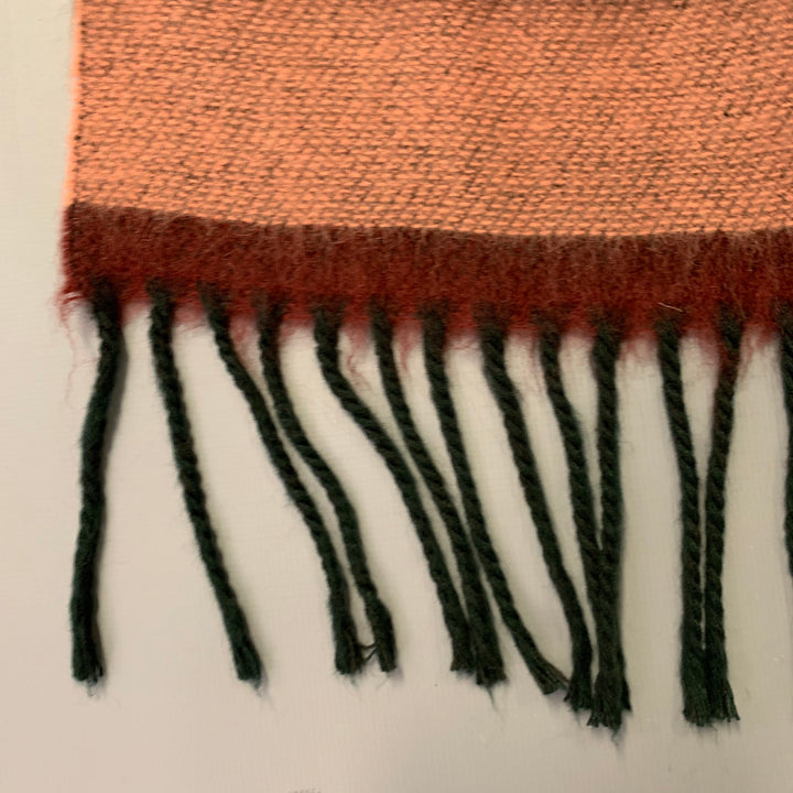 FENDI Red Pink Stripe Acrylic Fringe Scarf Shawl