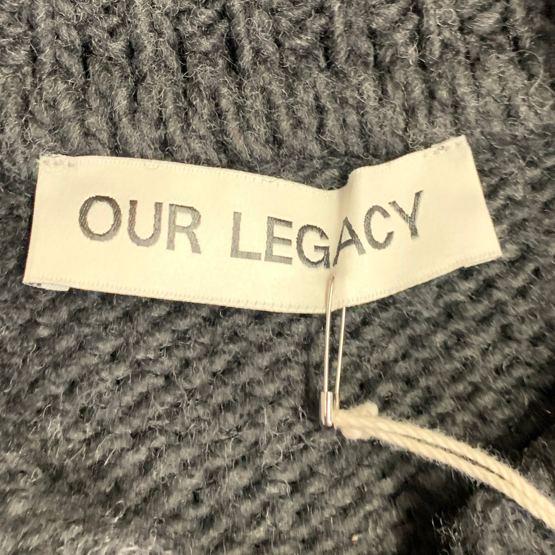 OUR LEGACY Size M Grey Charcoal Knit Acrylic Wool Oversized Cardigan