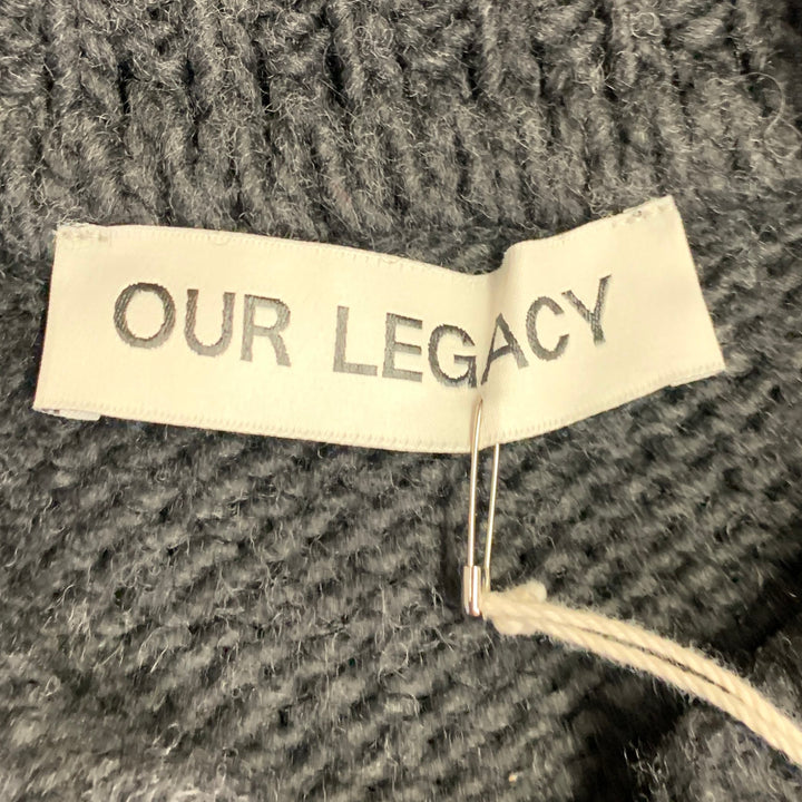 OUR LEGACY Size M Grey Charcoal Knit Acrylic Wool Oversized Cardigan