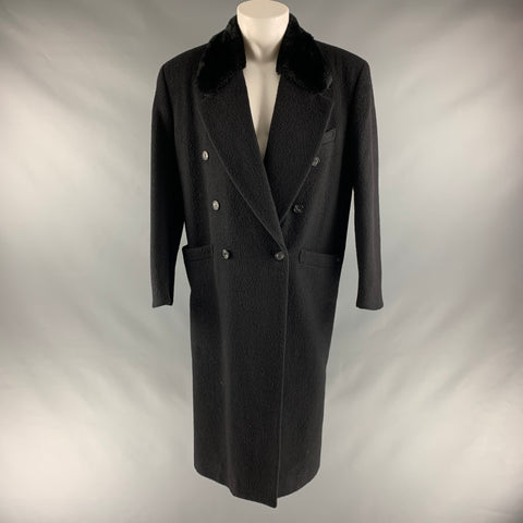 GAY GIANO Taille 36 Manteau à revers cranté en mélange de laine unie noire