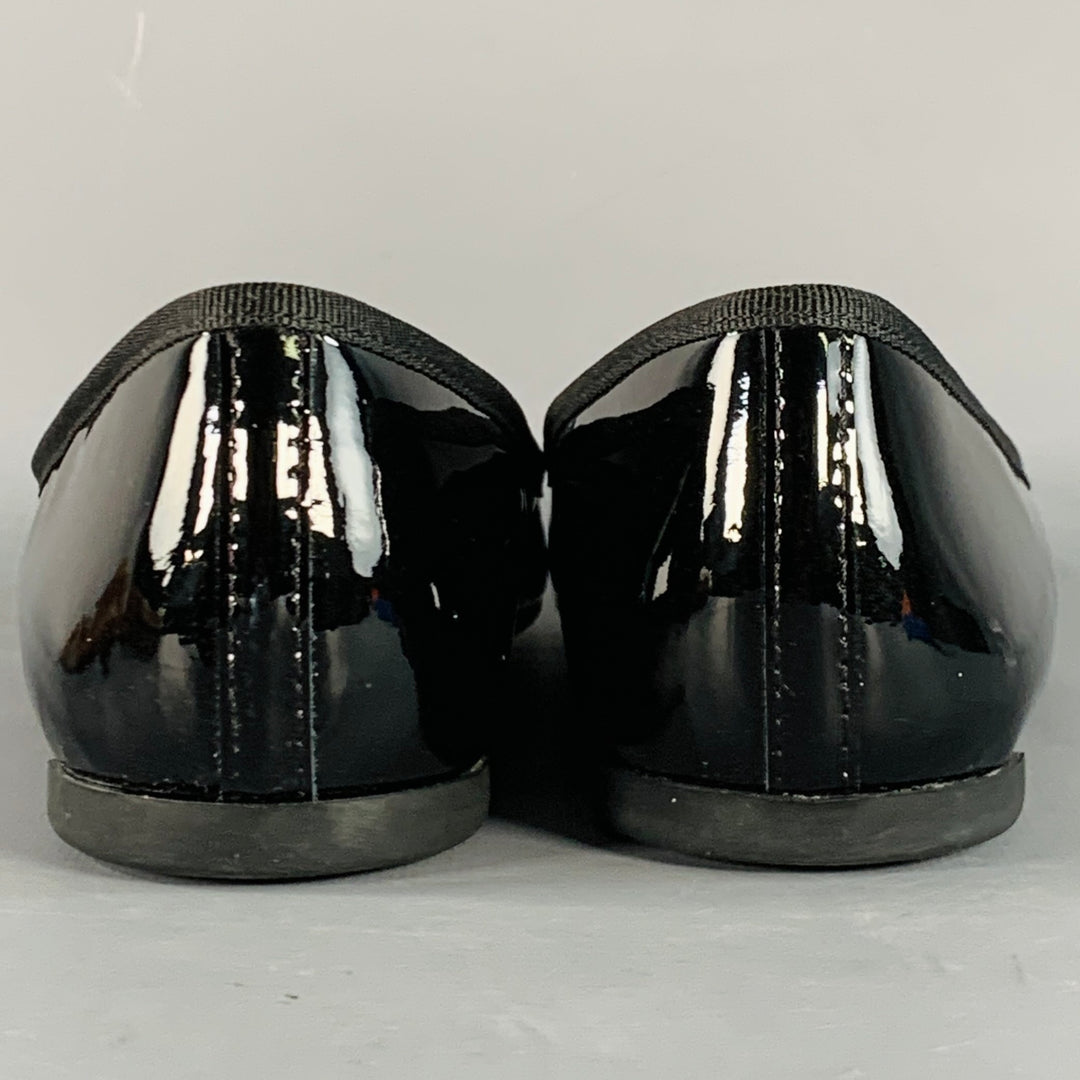 REPETTO Size 9.5 Black Patent Leather Pointed Toe Bow Flats