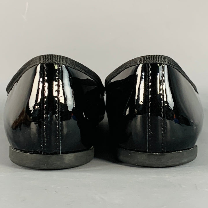 REPETTO Size 9.5 Black Patent Leather Pointed Toe Bow Flats