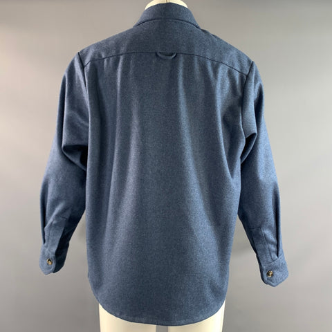 APC Size M Blue Wool Blend Long Sleeve Shirt