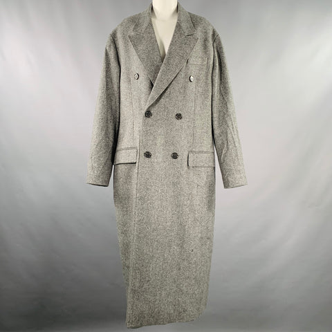 ROKH Size S Grey Wool Tweed Oversized Coat