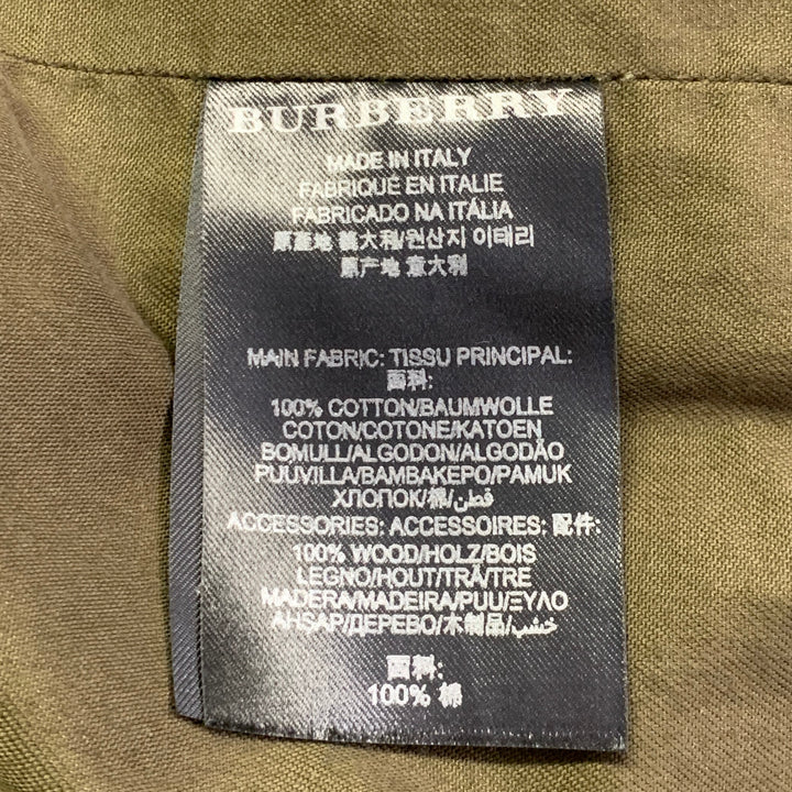 BURBERRY PRORSUM SS12 Size 36 Green Olive Twill Cotton Hooded Coat