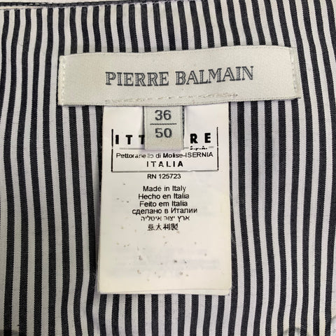 Chemise en coton à manches longues à rayures noires et blanches cloutée PIERRE BALMAIN Taille M