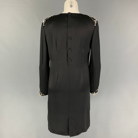 GIORGIO ARMANI Size 6 Black Silk Beaded Asymmetrical Dress