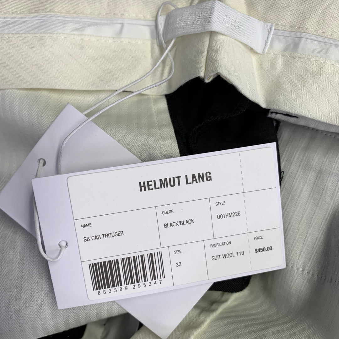 HELMUT LANG SS24 Size 42 Black Wool Notch Lapel Seatbelt Suit