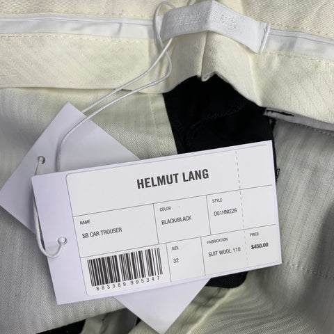 HELMUT LANG PE24 Costume en laine noire à revers crantés et ceinture de sécurité Taille 42