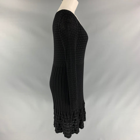 M MISSONI Size 8 Black Wool Blend Knit A-Line Dress