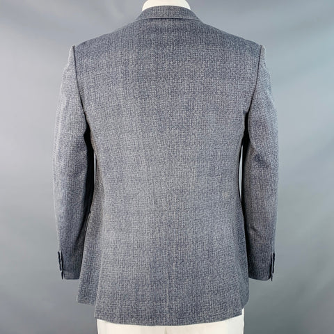 BOTTEGA VENETA Taille 46 Manteau de sport à revers cranté en laine vierge chinée marine et blanc
