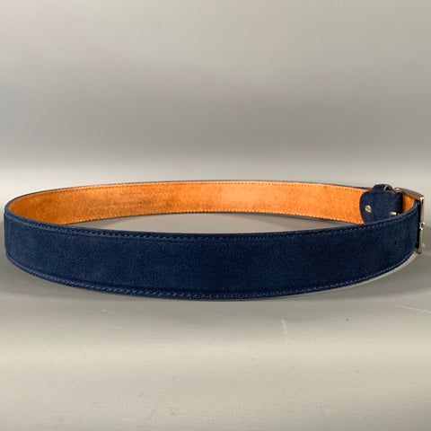 NO BRAND Size 34 Blue Brown Suede Leather Belt