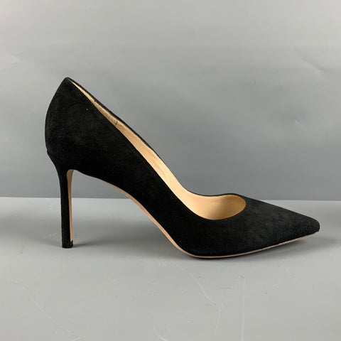 JIMMY CHOO Talla 10.5 Zapatos de salón clásicos de ante negro