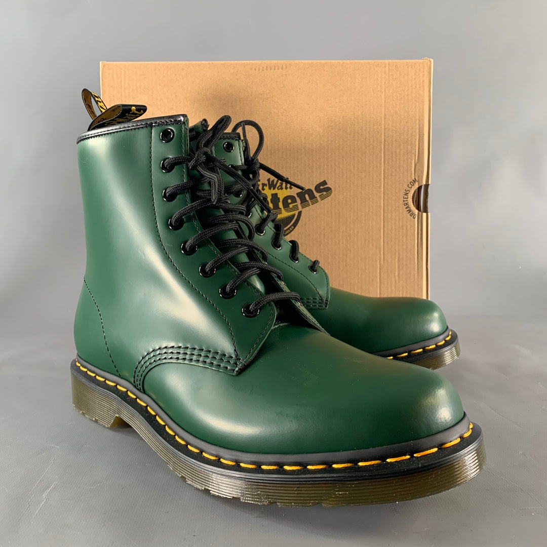 DR. MARTENS Size 11 Green Leather Lace Up Boots