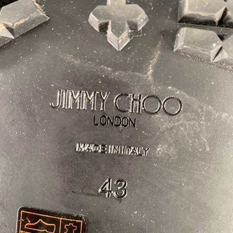 JIMMY CHOO Size 10 Black Leather Zip Lace-Up Boots