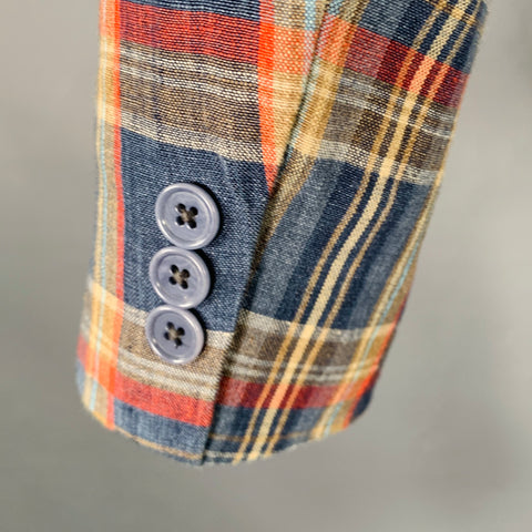 BURBERRY LONDON Size XXS Blue Multi Color Plaid Linen Sport Coat